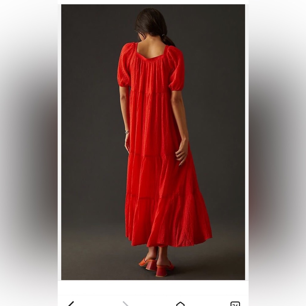 Anthropologie Tiered Puff-Sleeve
Maxi Dress size medium - Picture 2 of 6